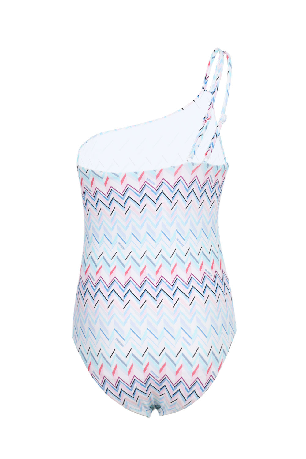 Load image into Gallery viewer, Girls Blue Zigzag Pattern One-Shoulder Swimsuit
