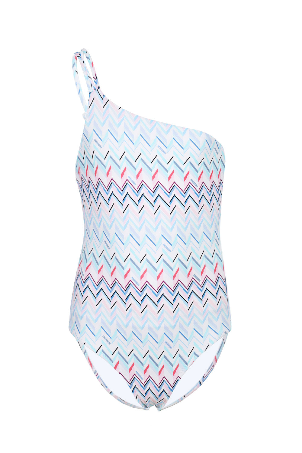 Load image into Gallery viewer, Girls Blue Zigzag Pattern One-Shoulder Swimsuit
