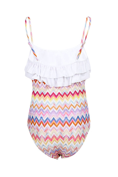 Girls Colourful Zigzag Pattern with White Ruffle