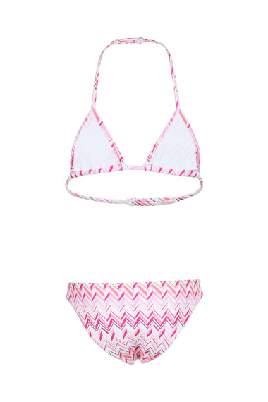 Girls Fuchsia White Zigzag Bikini
