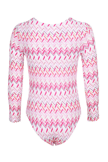 Girls Fuchsia Zigzag Pattern Swimsuit