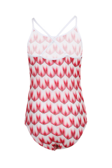 Girls Knit Fabric Fuchsia Swimsuit