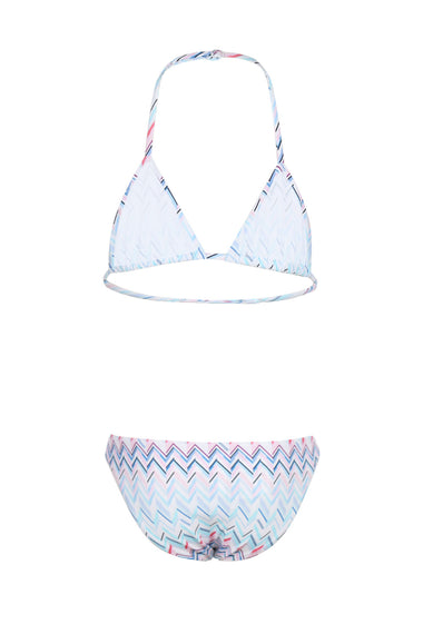 Girls Light Blue Pink Zigzag Bikini