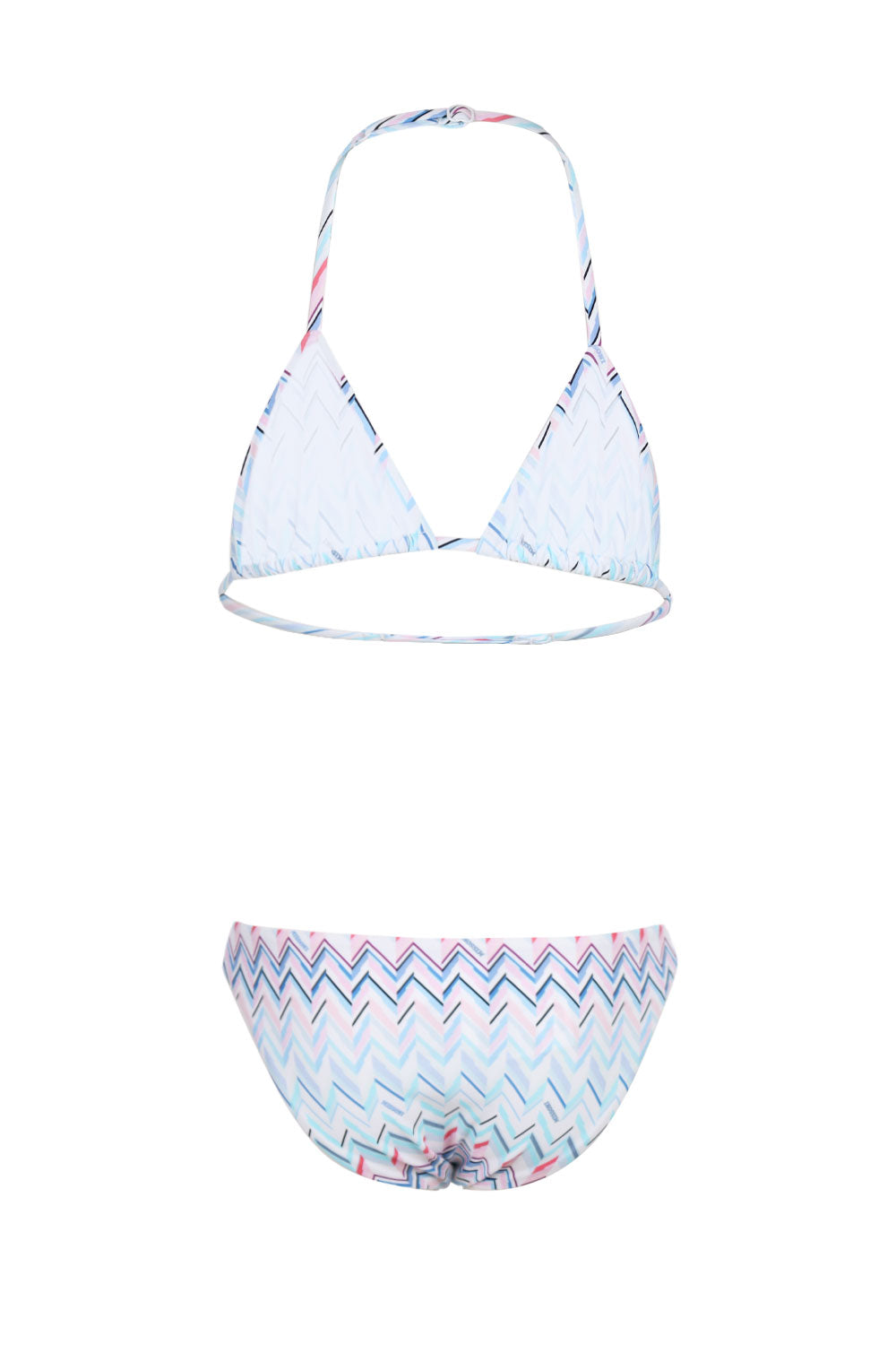 Load image into Gallery viewer, Girls Light Blue Pink Zigzag Bikini

