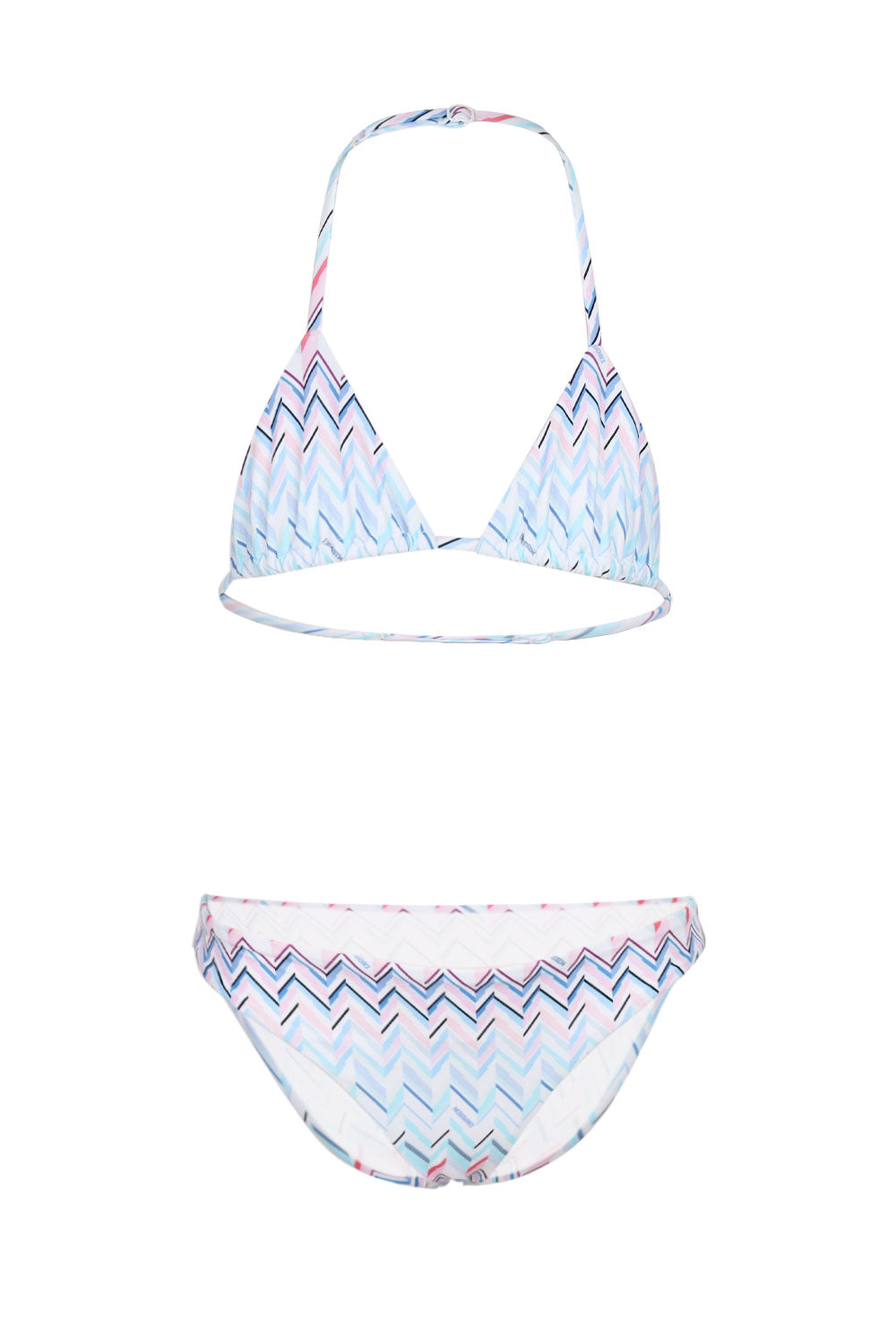 Load image into Gallery viewer, Girls Light Blue Pink Zigzag Bikini
