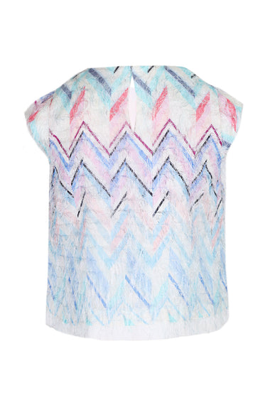 Girls Blue Pink Zigzag Cotton Jersey Top