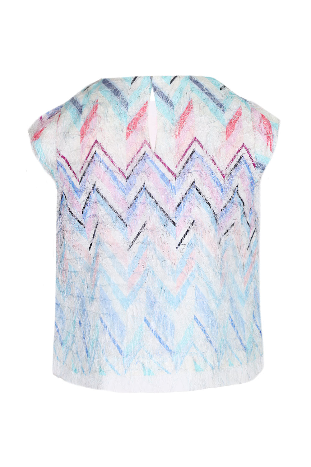 Load image into Gallery viewer, Girls Blue Pink Zigzag Cotton Jersey Top
