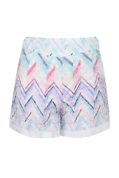 Girls Blue Zigzag Pattern Shorts