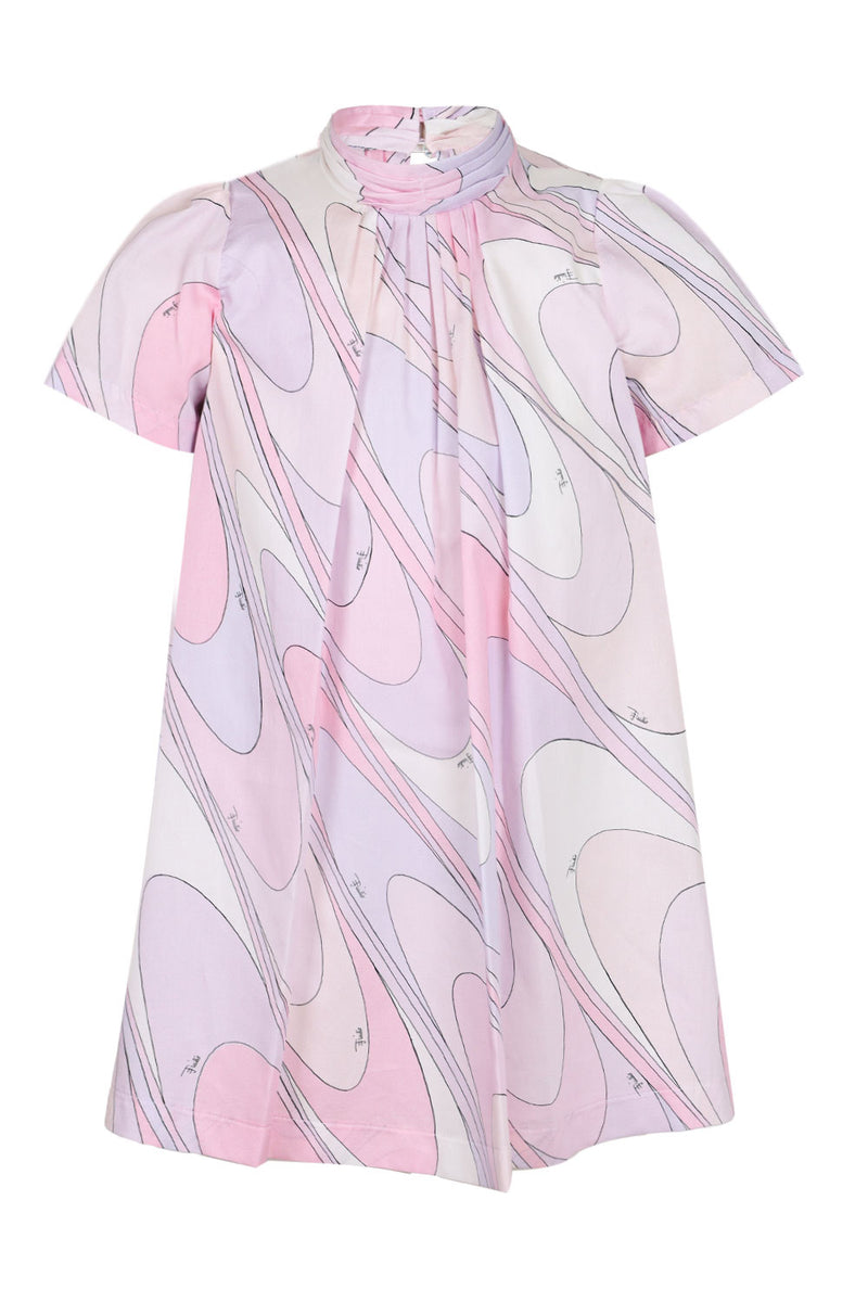 Girls High Neck Woven Dress Lilla Rosa