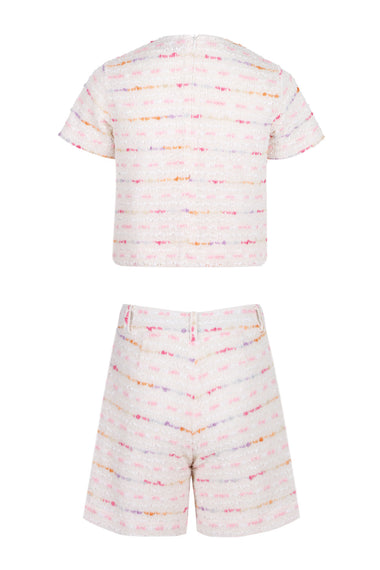 Girls Knitted Fabric Beige Multicolor Suit