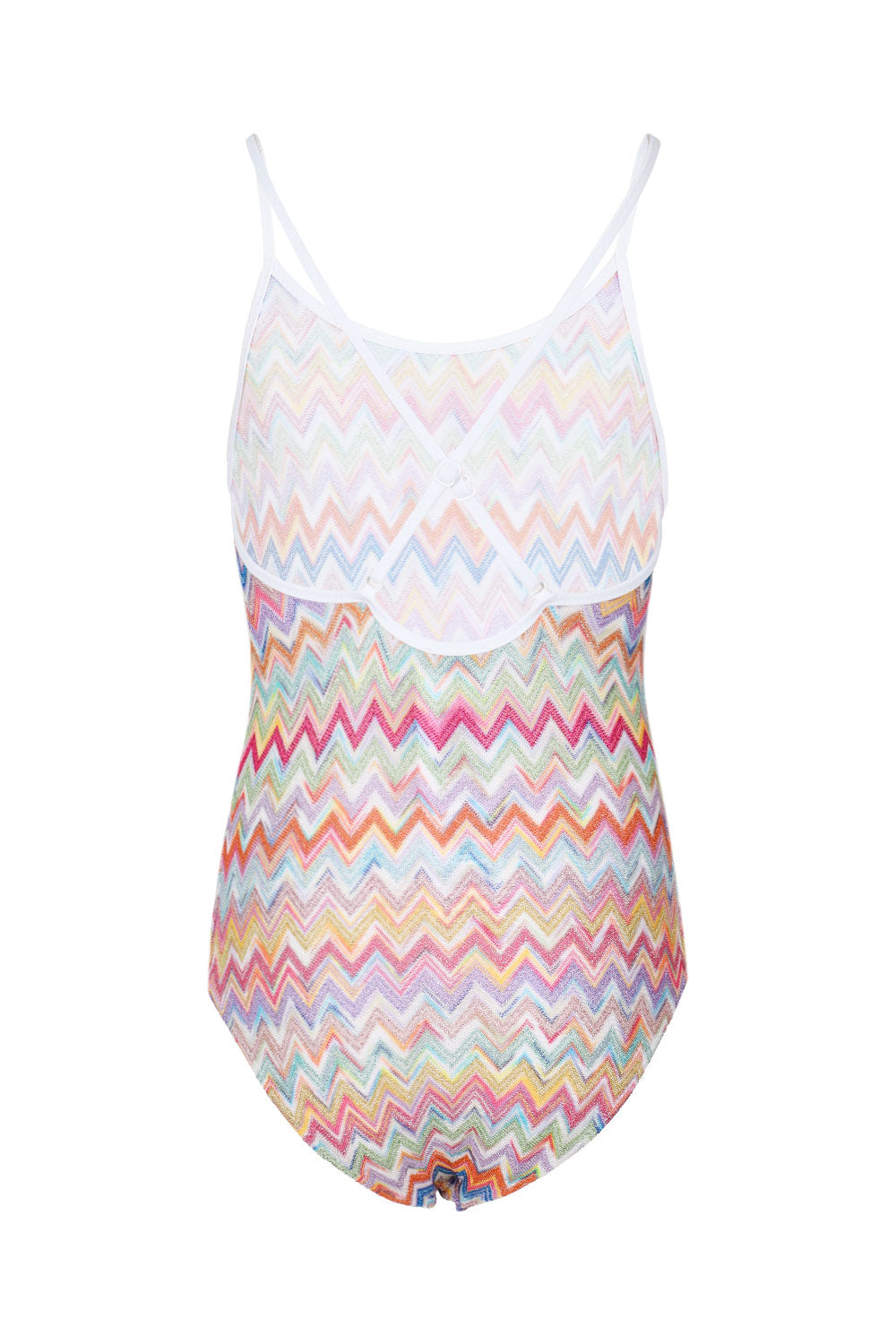 Load image into Gallery viewer, Girls Multicolor Zig Zag Print One Piece Swimsuit
