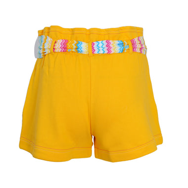 Orange Shorts With Zigzag Printed Belt For Girls - Shorts