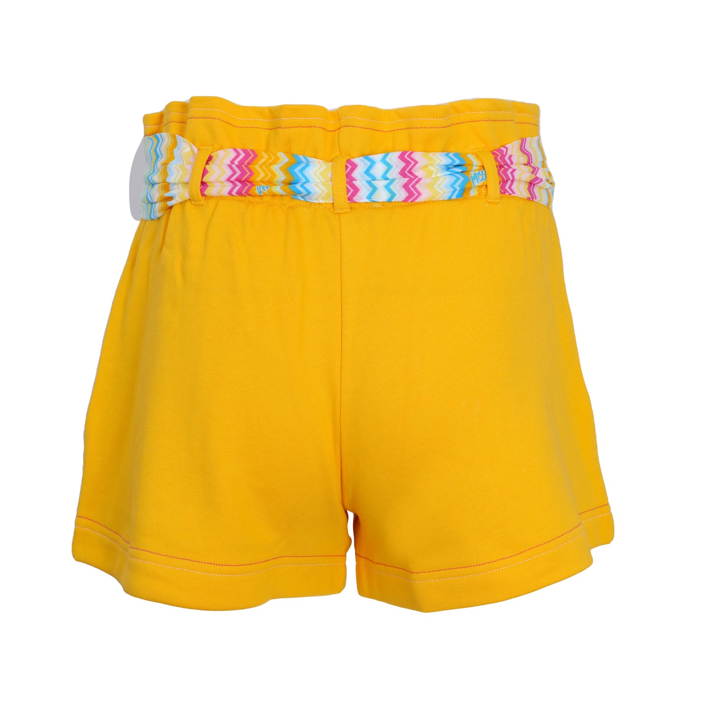 Load image into Gallery viewer, Orange Shorts With Zigzag Printed Belt For Girls - Shorts
