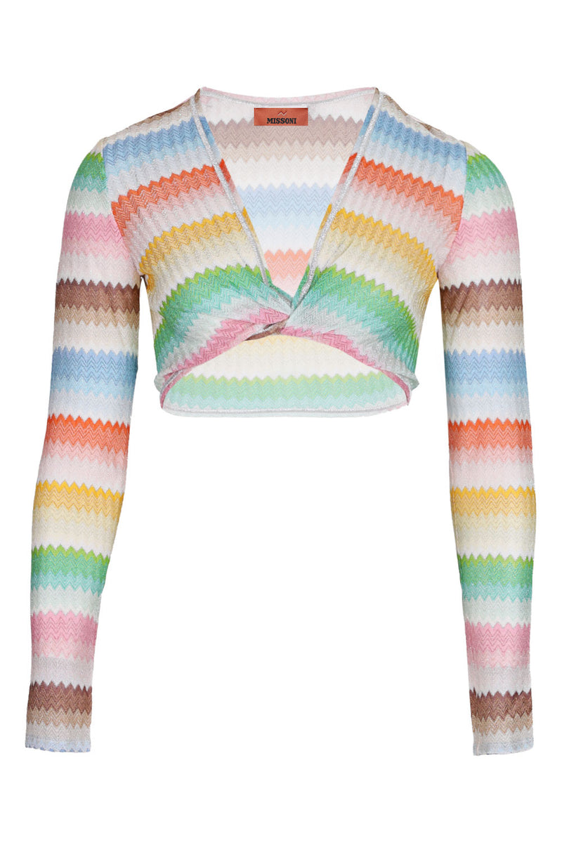 Zig Zag Pattern Crop Top Multicolor