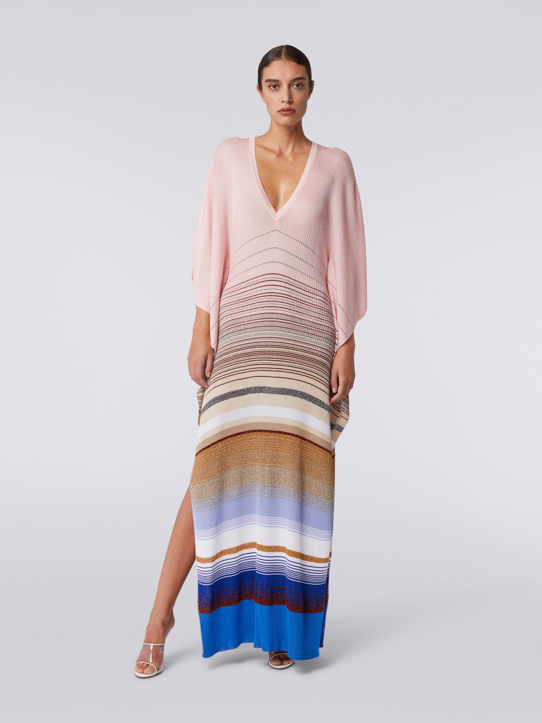 Load image into Gallery viewer, Knitted Cover Up Blue Beige - Cover Up

