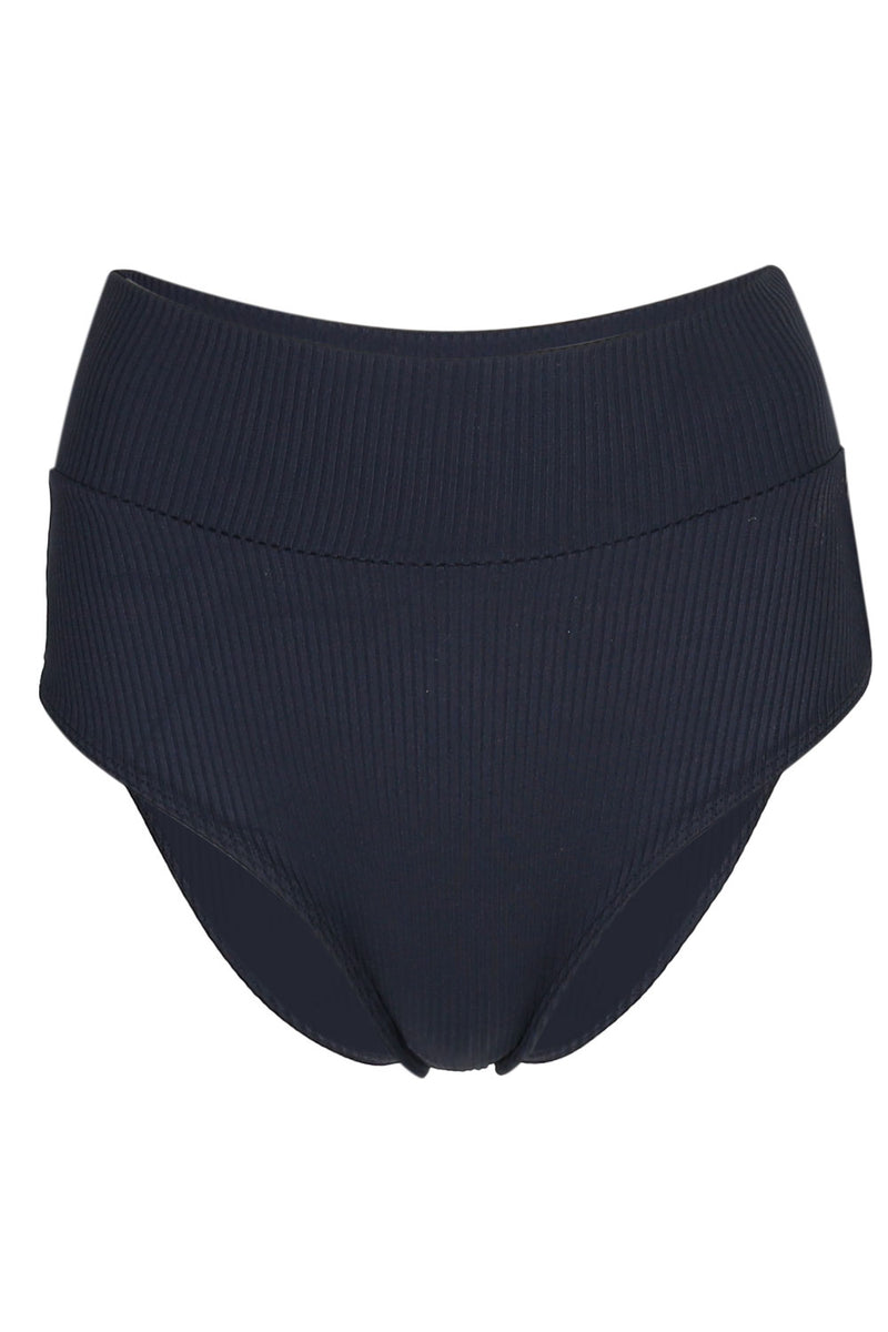 Black Rib Added Coverage High Rise Bottom