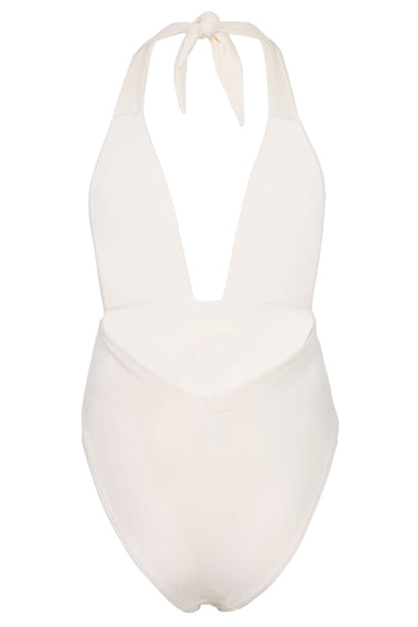 Cream Rib Tropez Tie-Up One Piece
