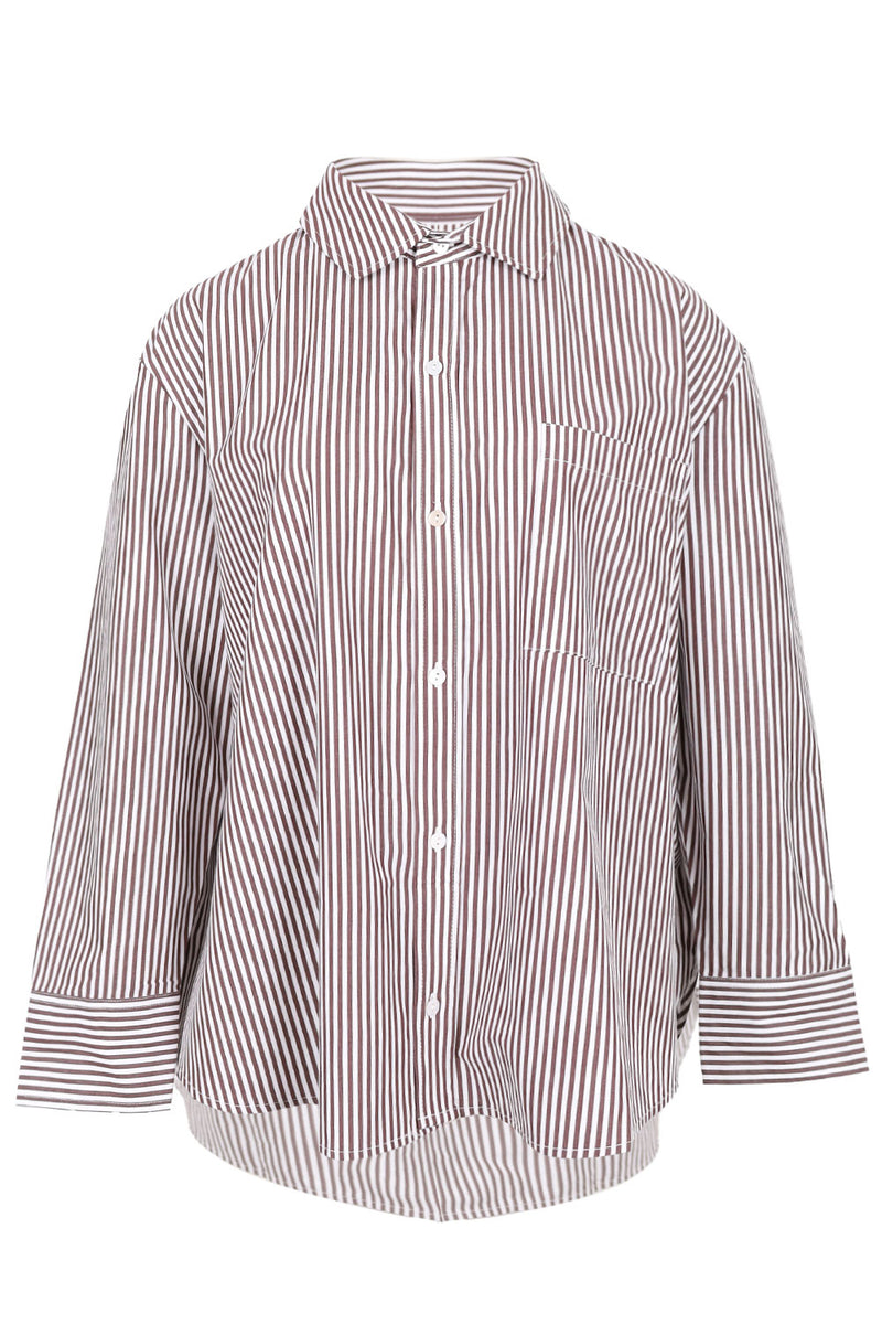Espresso Pin Stripe Boyfriend Shirt