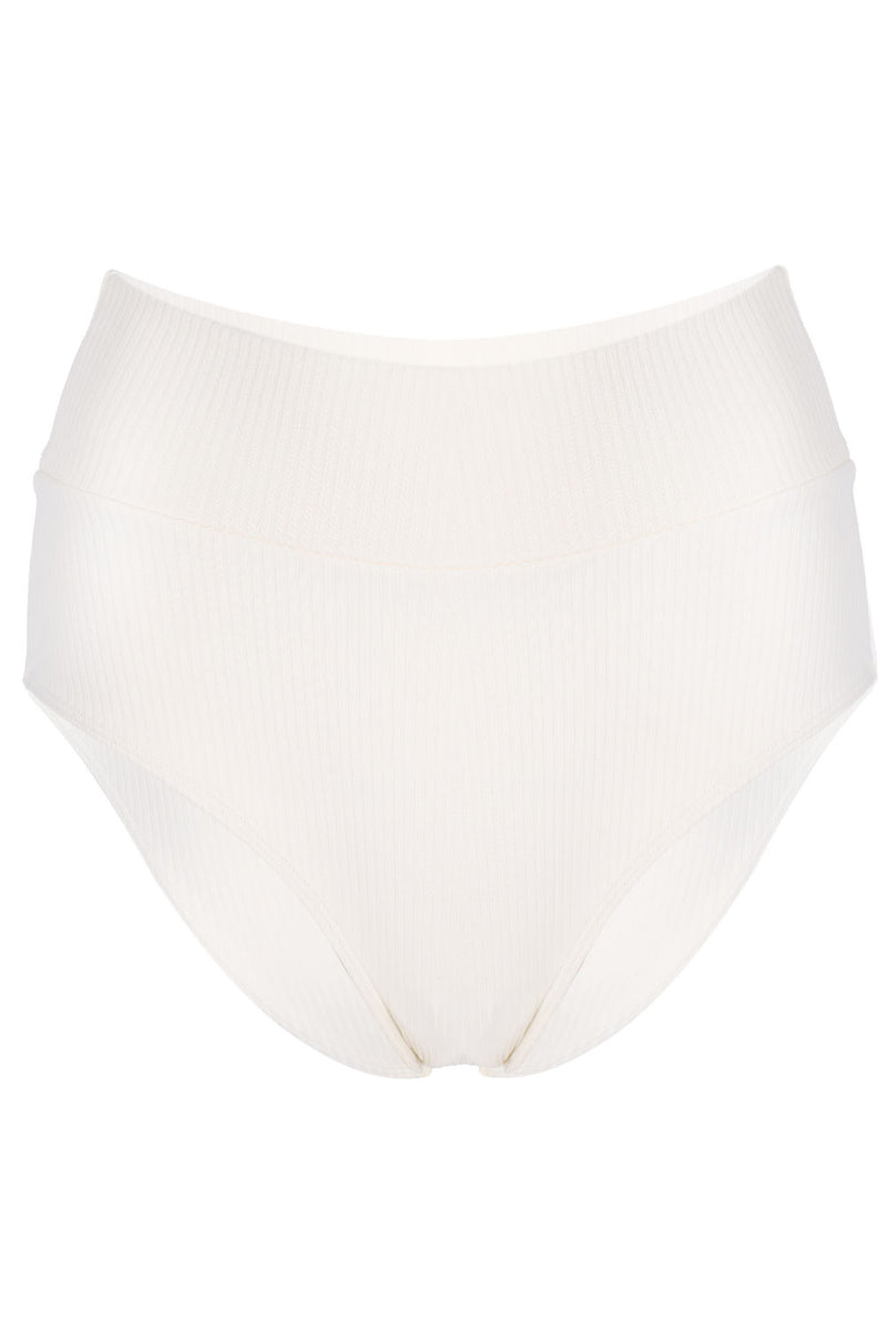Cream Rib Added Coverage High Rise Bottom Cream