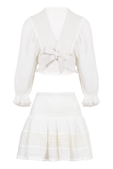 Ishaan Top and Skirt Set White