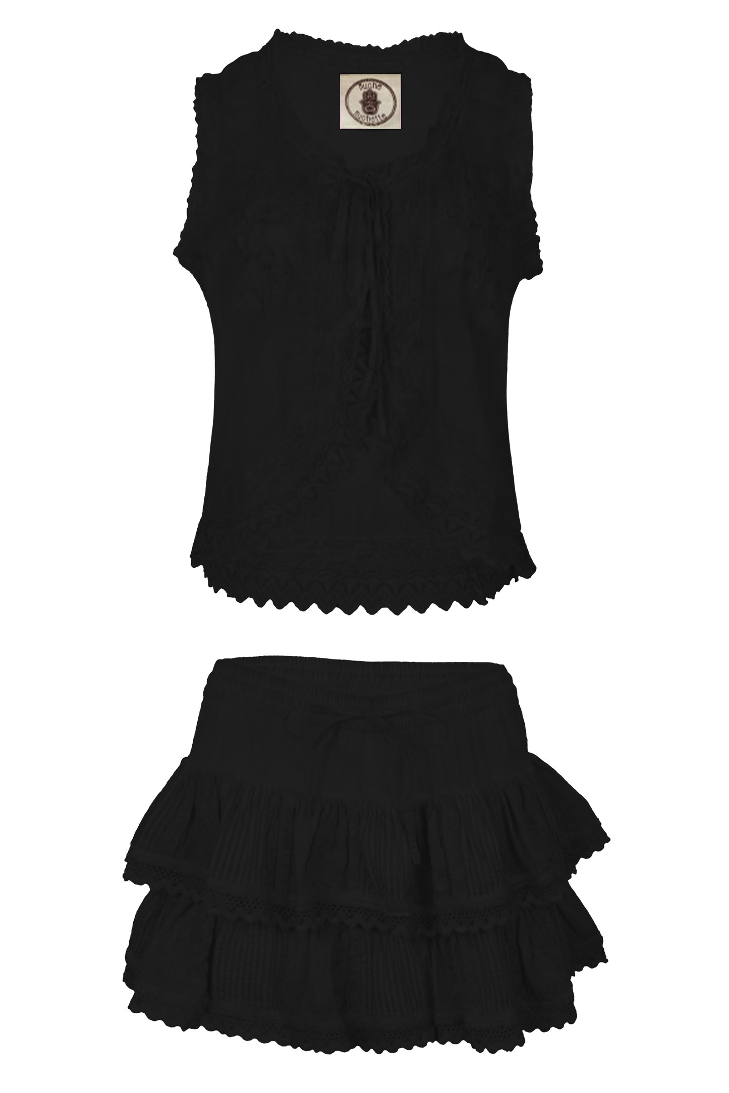 Load image into Gallery viewer, Cannes Embroidered Tank Top And Skort Black
