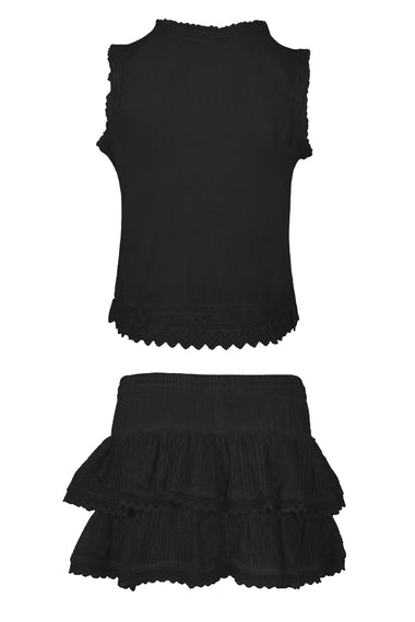 Cannes Embroidered Tank Top And Skort Black