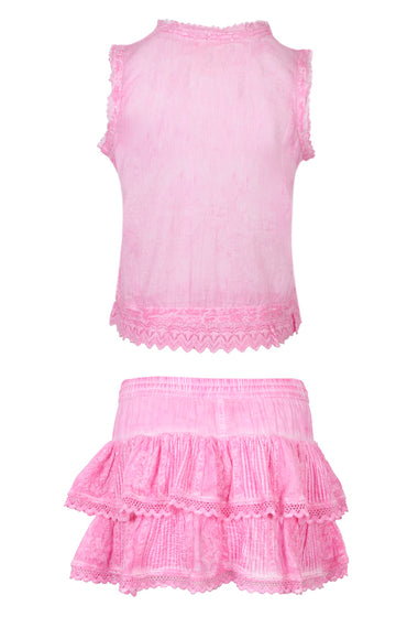 Cannes Embroidered Tank Top And Skort Washed Pink
