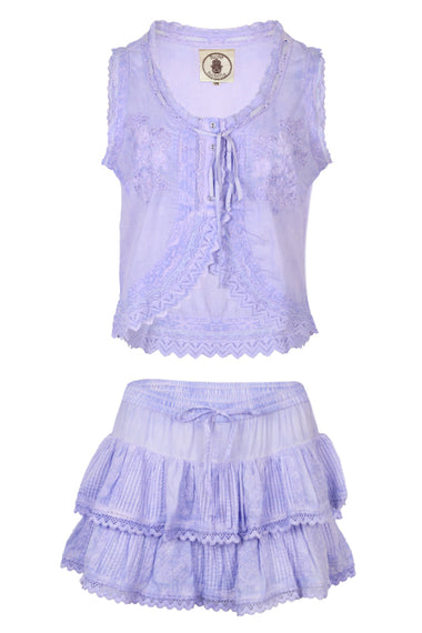 Cannes Embroidered Tank Top And Skort Washed Purple