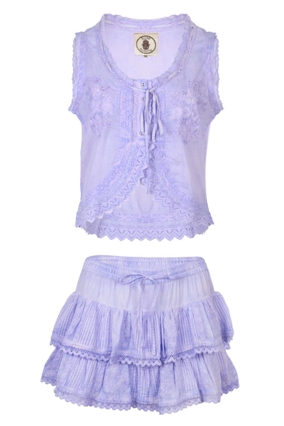 Load image into Gallery viewer, Cannes Embroidered Tank Top And Skort Washed Purple
