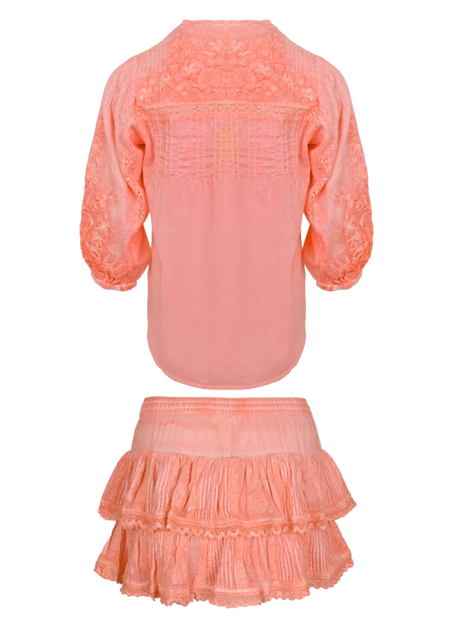 Load image into Gallery viewer, Coquette Embroidered Shirt And Skort Washed Coral
