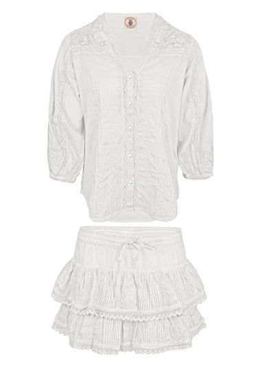 Coquette Embroidered Shirt And Skort White