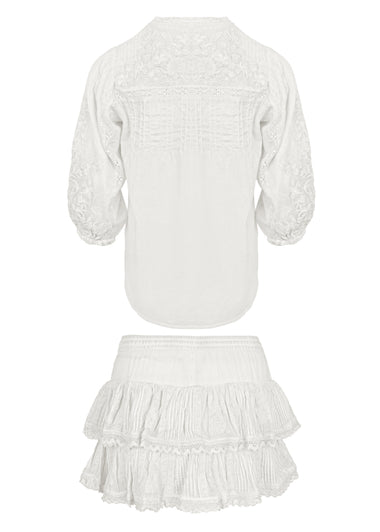 Coquette Embroidered Shirt And Skort White