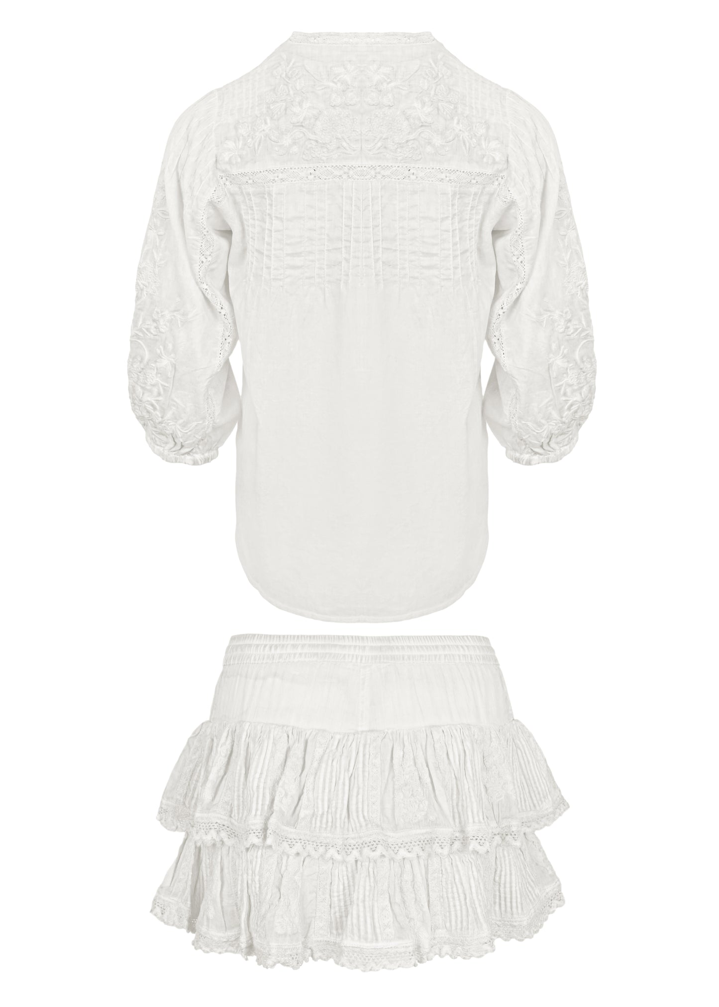 Load image into Gallery viewer, Coquette Embroidered Shirt And Skort White

