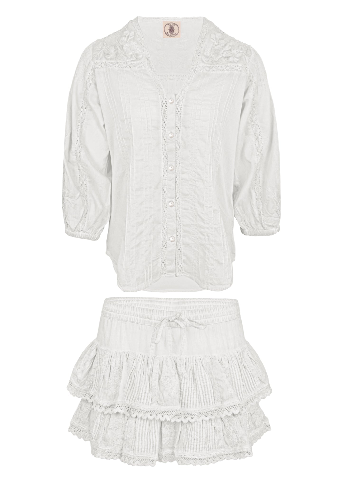 Load image into Gallery viewer, Coquette Embroidered Shirt And Skort White
