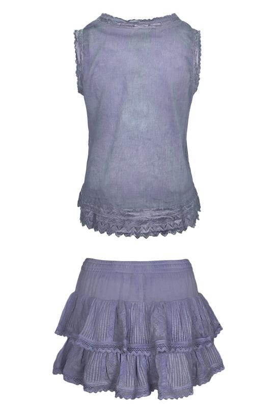 Load image into Gallery viewer, Cannes Embroidered Tank Top And Skort Washed Dark Blue - ONE SIZE - Set
