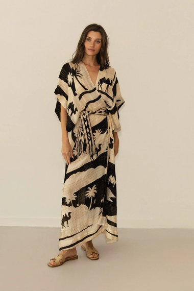 Kha Palm Trees Kimono Black