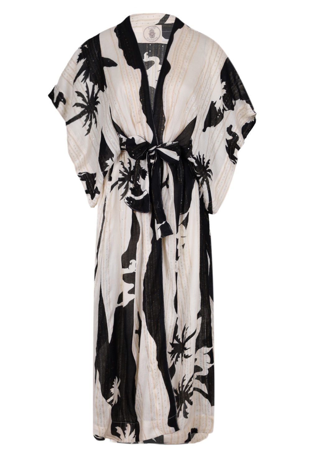 Load image into Gallery viewer, Kha Palm Trees Kimono Black
