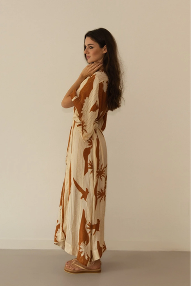 Kha Palm Trees Kimono Mocha
