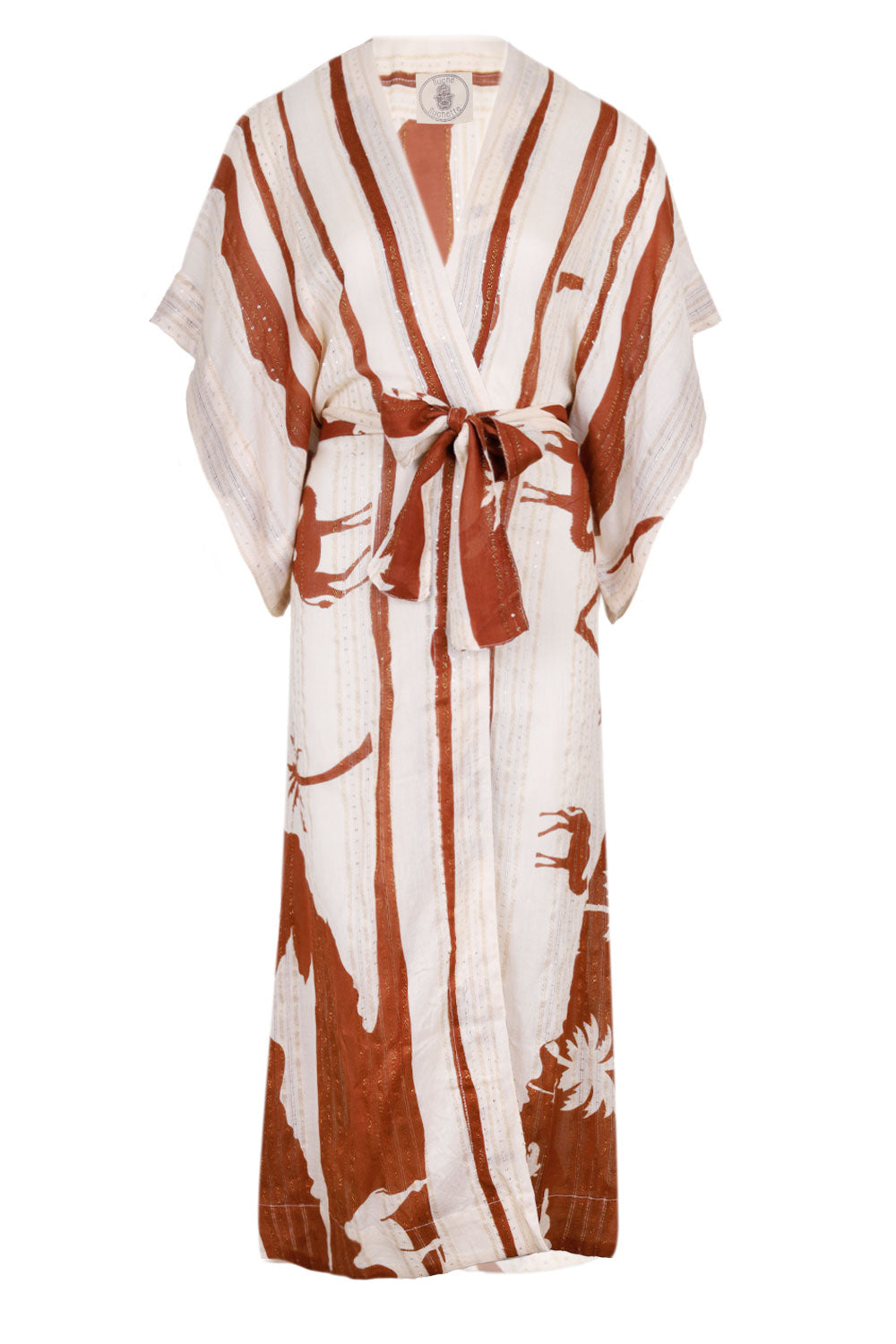 Load image into Gallery viewer, Kha Palm Trees Kimono Mocha
