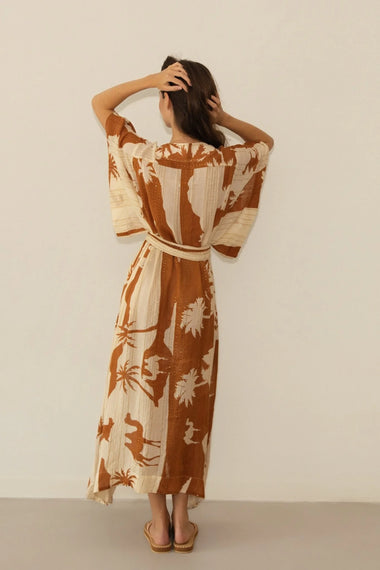 Kha Palm Trees Kimono Mocha