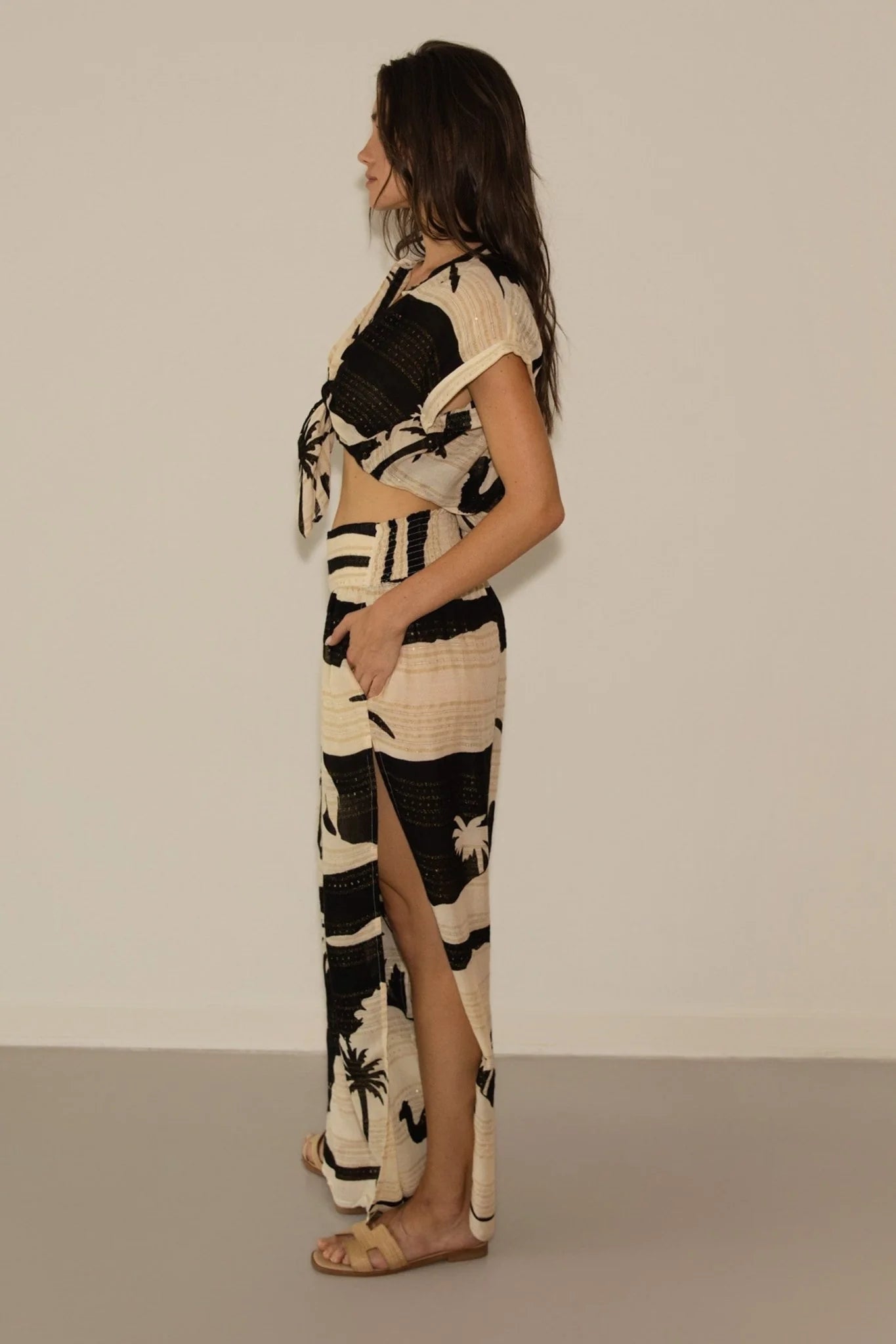 Load image into Gallery viewer, Kha Palm Trees Pant Black
