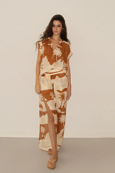 Kha Palm Trees Pant Mocha
