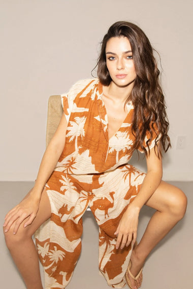Kha Palm Trees Pant Mocha