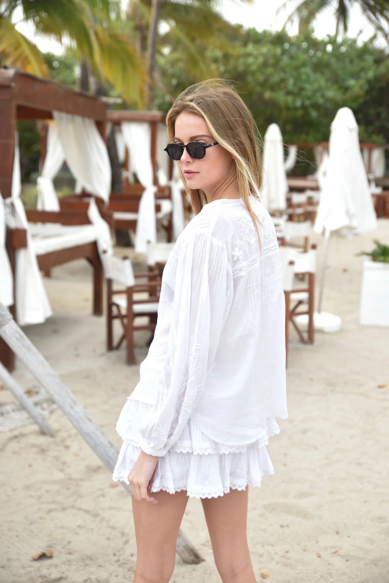 Load image into Gallery viewer, Coquette Embroidered Shirt And Skort White

