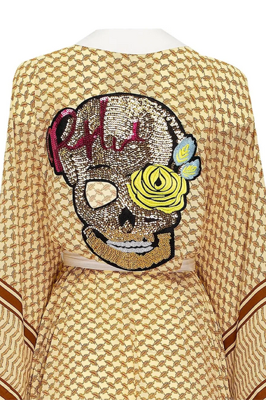Desert Kimono Skull Off White Long