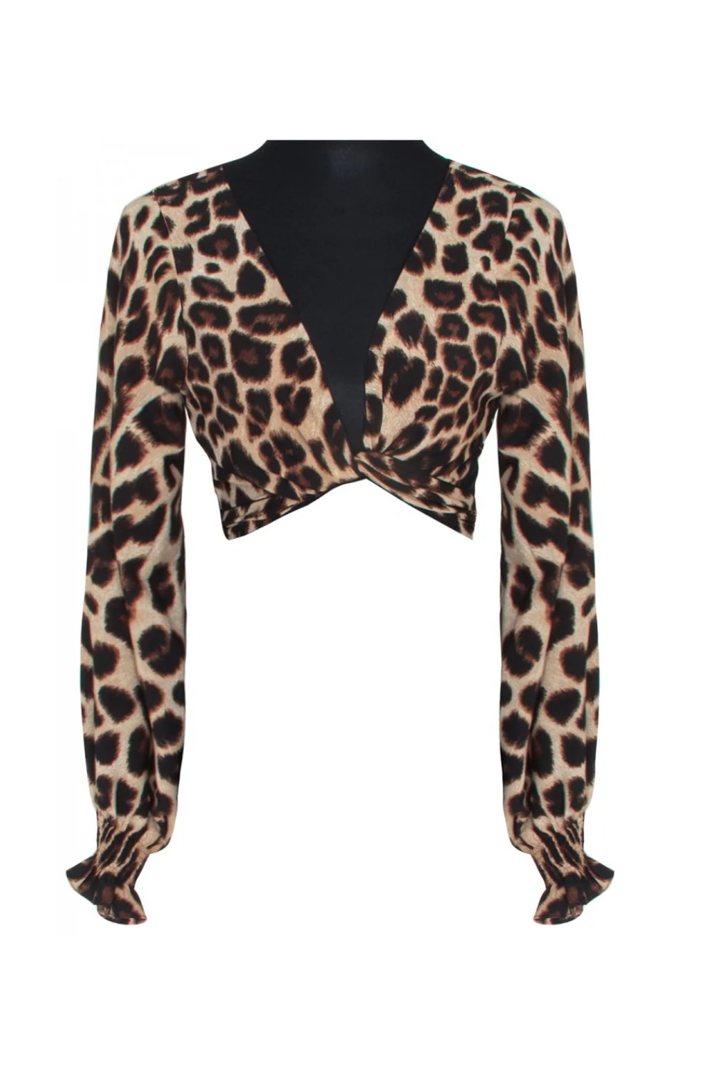 Load image into Gallery viewer, Safari Brown Leopard Crop Top Black
