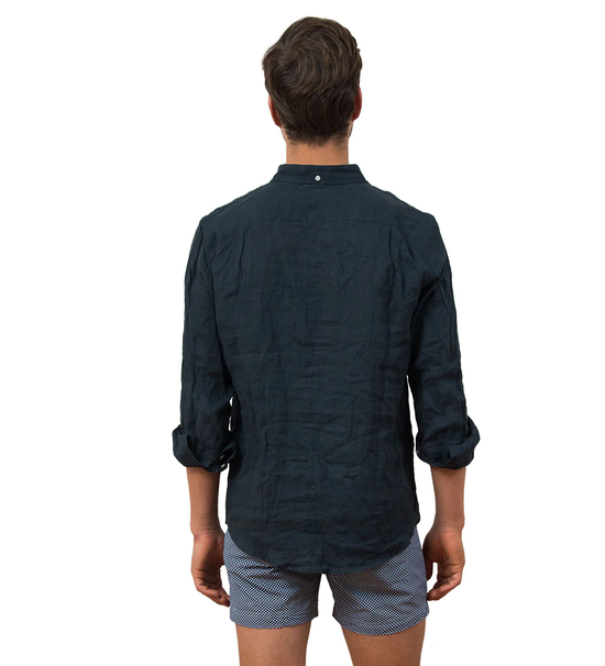 TRP Men's Navy Linen Shirt