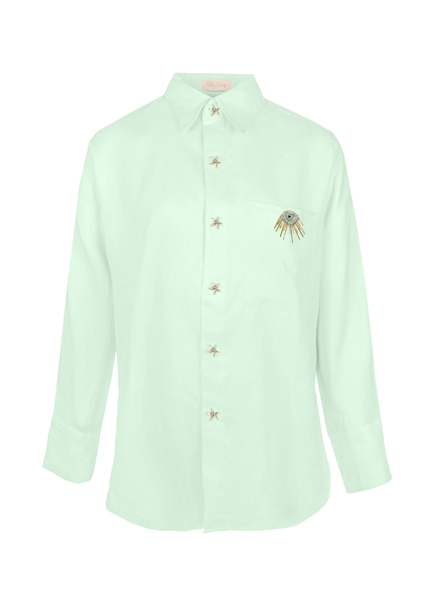 Linen Shirt With Eye Green