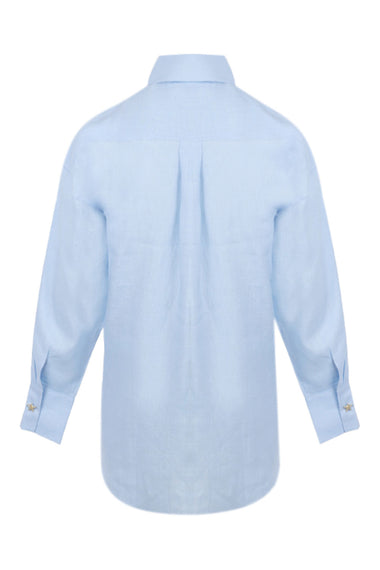 Linen Shirt With Heart Eye Blue