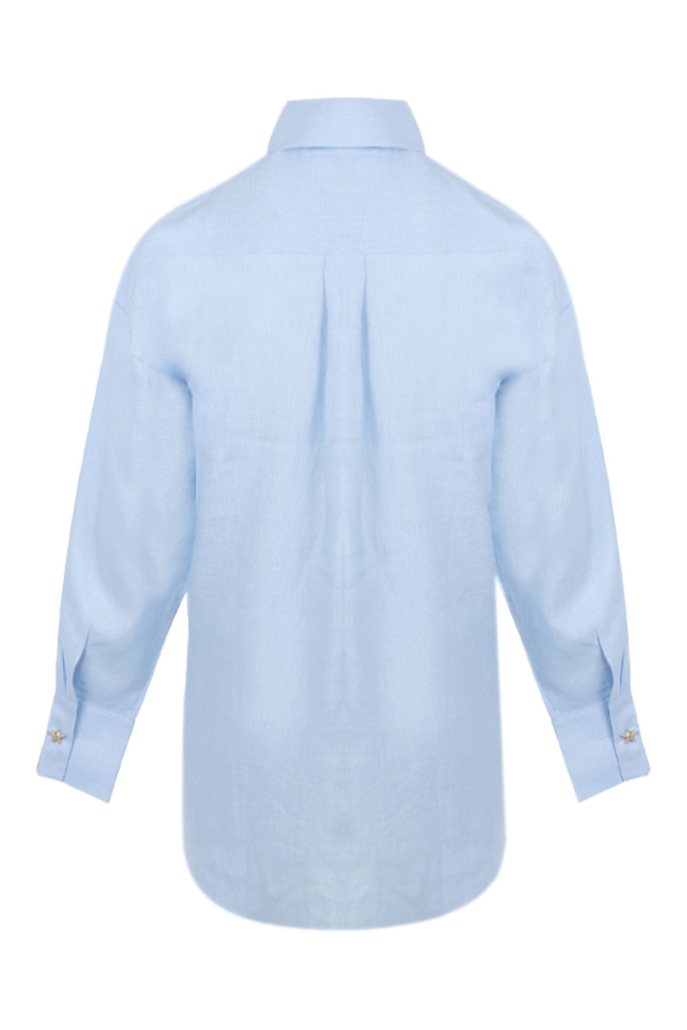 Load image into Gallery viewer, Linen Shirt With Heart Eye Blue
